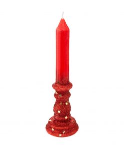 Candle Sticks Glitt H20.5 Red
