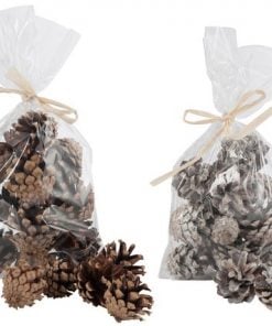 Bag Pinecones Brown/White Wash 100Gr Assortment Of 2
