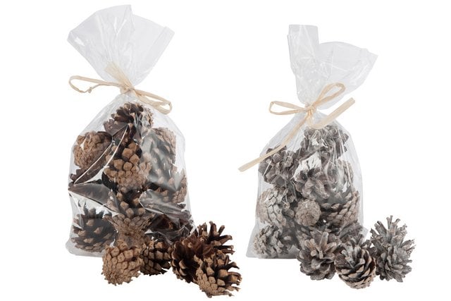 Bag Pinecones Brown/White Wash 100Gr Assortment Of 2 Bag Pinecones Brown/White Wash 100Gr Assortment Of 2