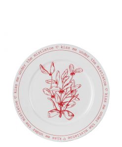 Mila Decoration Plate Mistletoe Red - D33Cm