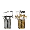 Tealight Holder Star Deer Gold Silver 2 Assorted - H14,5Xd7Cm