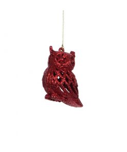 Ornament Owl Red - L8,5Xw5Xh6,5Cm