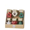 Ornament Heart Star Tree Red White Green 6 Assorted Display - L10Xh10Cm