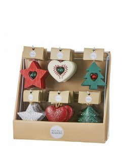 Ornament Heart Star Tree Red White Green 6 Assorted Display - L10Xh10Cm