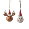 Ornament Snowman Deer White Brown 2 Assorted - H13Xd6Cm