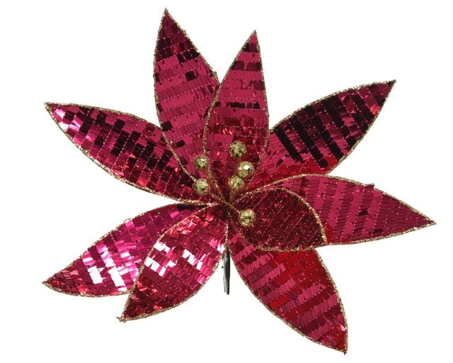 Pes Poinsettia Spangle On Clip Pes Poinsettia Spangle On Clip