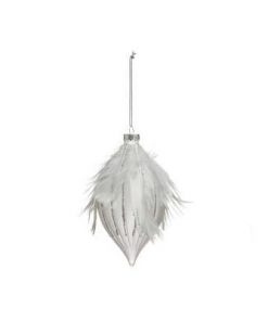 Glass Drop W/Feathers 15Cm