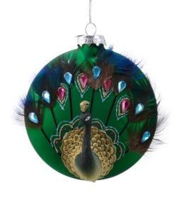 Peacock Glass Diamond Feather