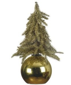 Bauble Mini Tree Snowy Gold