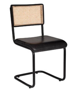 Kizar Black Rattan Leather Chair