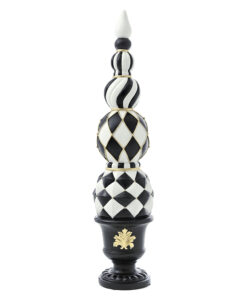 Whte/Blck Resin Finial Topiary