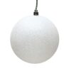 8 White Glitter Ball Drilled 20Cm