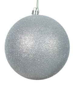 8 Silver Glitter Ball Drilled  20Cm