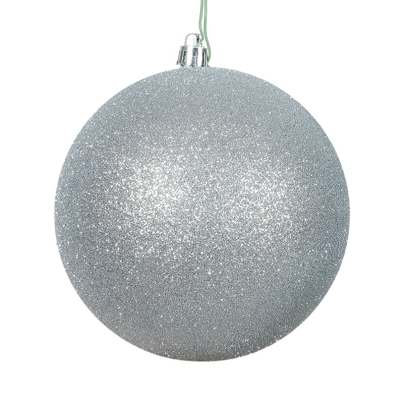 8 Silver Glitter Ball Drilled 20Cm 8 Silver Glitter Ball Drilled 20Cm