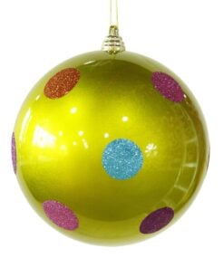 8In Lime Candy Polka Dot Ball 20Cm