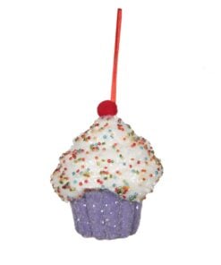 4.5In Purple Cupcake Ornament