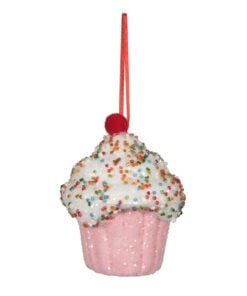 4.5In Pink Cupcake Ornament
