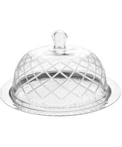 Silver Metal Plate With Glass Dome