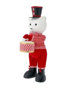 Red Bear With Drum 27X19X62Cm