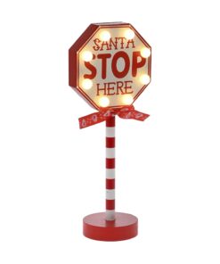 Red Sign Santa Stop 12X8X30