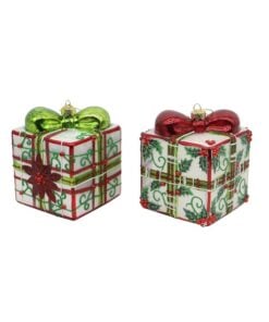 2Asst 12Cm Glass White Giftbox