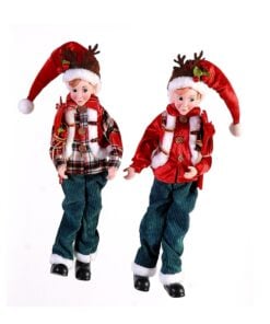 2Asst 46Cm Hanging Elf Orn Ski