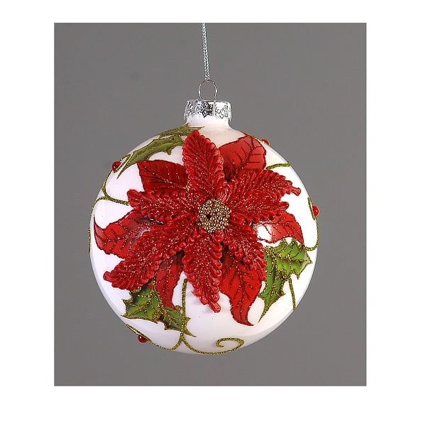 12Cm Glass Ball W/Red Flower 12Cm Glass Ball W/Red Flower
