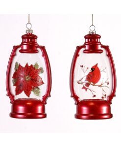 2Asst 18Cm Glass Red Lanterns