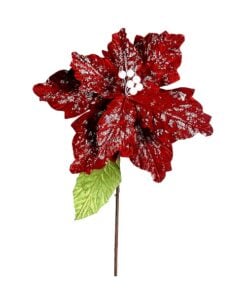 98Cm Red Poinsettia Snow Leaf