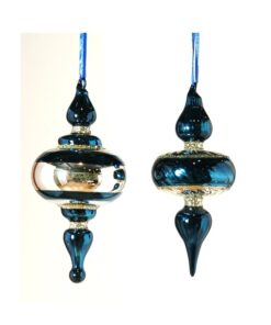 2Asst 18Cm Blue Glass Finial