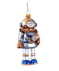 13Cm Glass Robot Orn