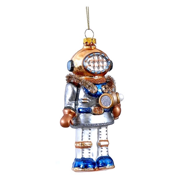 13Cm Glass Robot Orn 13Cm Glass Robot Orn