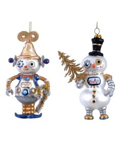 2Asst 17 Robot & Snowman Orn