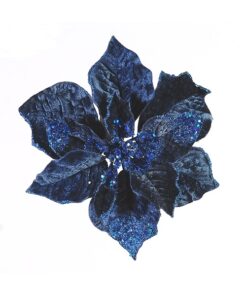 25Cm Cobalt Velvet Poinsetia