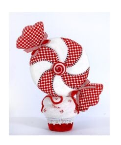 47Cm Red/White Candy On Pot