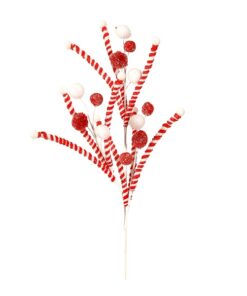 6 Red/White Branch W/Pon Pons