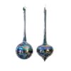 2Asst 25Cm Glass Blue Orn