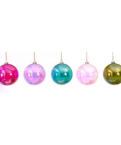 5Asst 9Cm Glass Multi Ball Orn