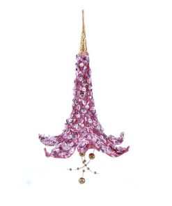 17 Fuchsia Glitter Flower Orn