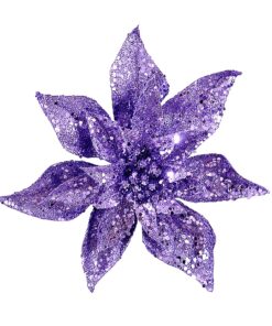 22Cm Purple Glitter Flower