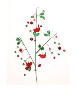 76Cm Green Spray W/Red Flowers