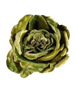 13Cm Green Rose Flower W/Clip