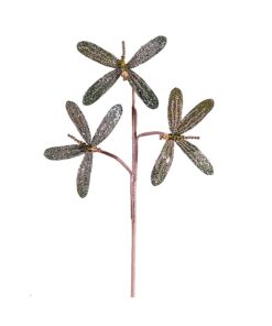 45Cm Goldsage Dragonfly Branch