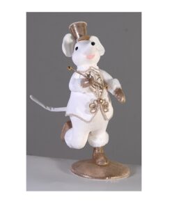 50Cm White Gold Mouse On Stand