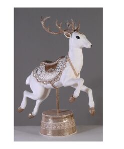 85Cm White Gold Deer On Base