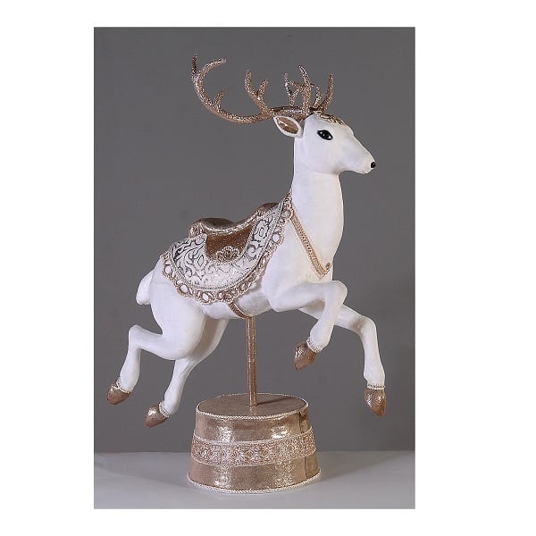 85Cm White Gold Deer On Base 85Cm White Gold Deer On Base