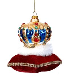 10 Glass Blue Crown Red Pillow
