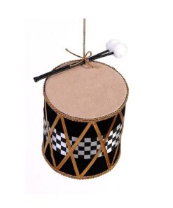 12 Black/White/Gold Drum Orn