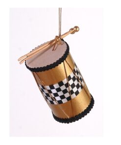 12Cm Black/Gold Drum Ornament