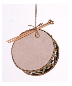 13Cm Black/Gold Drum Ornament